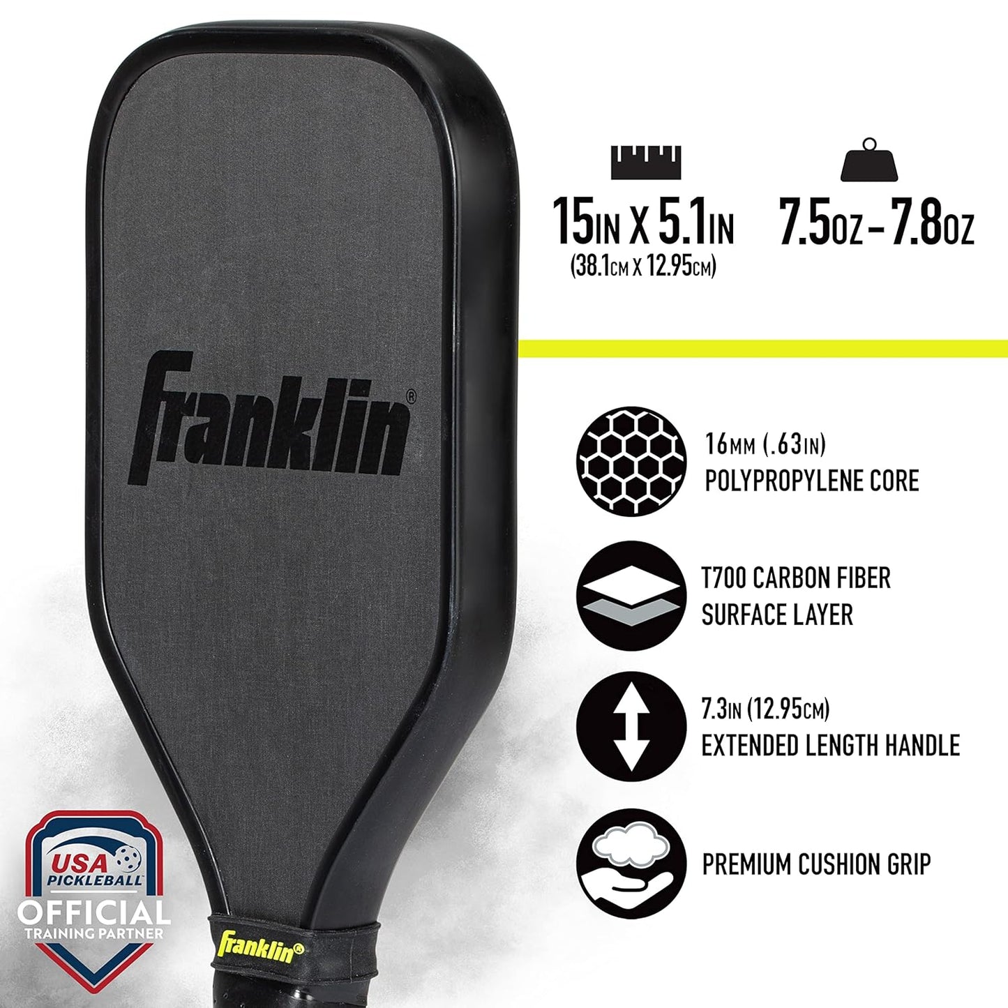 Franklin Sports Sweet Spot Training Pickleball Paddle - Pickleball Trainer Practice Paddle with Extra Long Handle - Sweet Spot Shot Mini Paddle Head Paddle for Swing Training