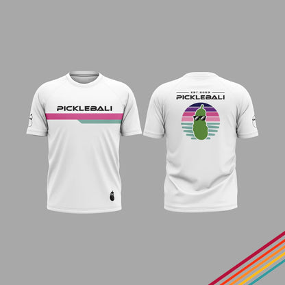 PickleBali Big Sunset Premium Pickleball Jersey - Pink Sunset on Black