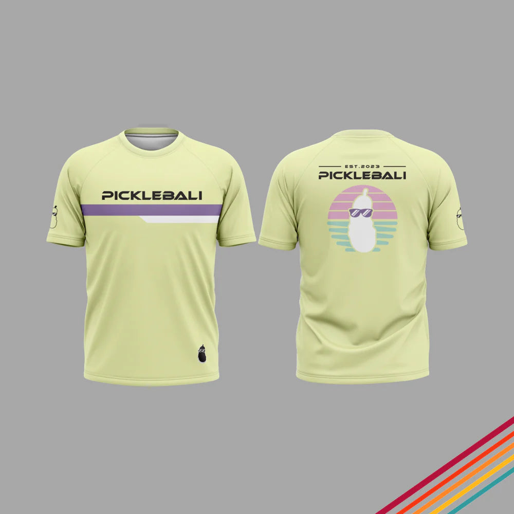 PickleBali Big Sunset Premium Pickleball Jersey - Pink Sunset on Black